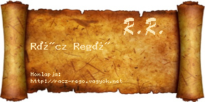 Rácz Regő névjegykártya